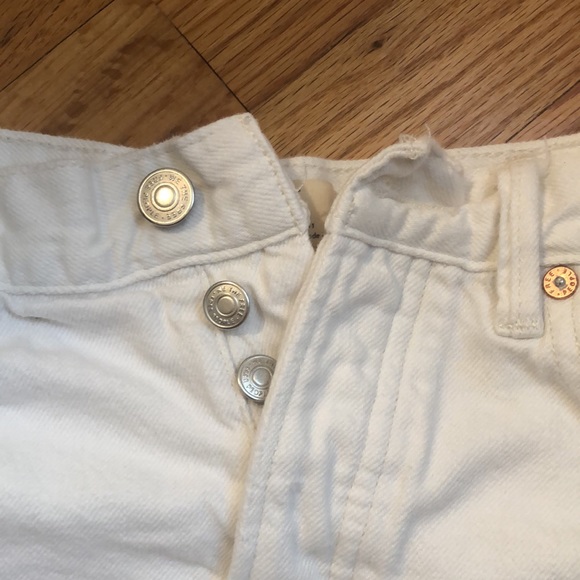 Free People Distressed White Denim Shorts - Picture 3 of 4